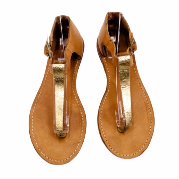 Madewell Shoes - MADEWELL GOLD AND TAN LEATHER SANDALS SIZE 6.5
